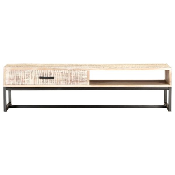 vidaXL Coffee Table White 46.1"x19.7"x11.8" Solid Acacia Wood - Image 3