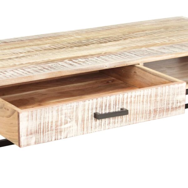 vidaXL Coffee Table White 46.1"x19.7"x11.8" Solid Acacia Wood - Image 6