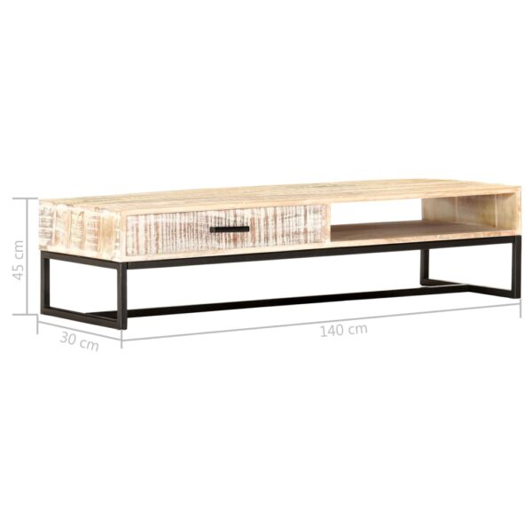 vidaXL Coffee Table White 46.1"x19.7"x11.8" Solid Acacia Wood - Image 7