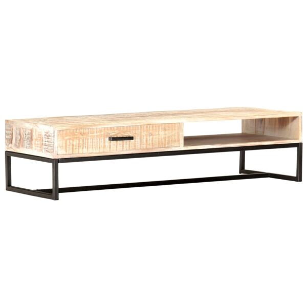 vidaXL Coffee Table White 46.1"x19.7"x11.8" Solid Acacia Wood - Image 8