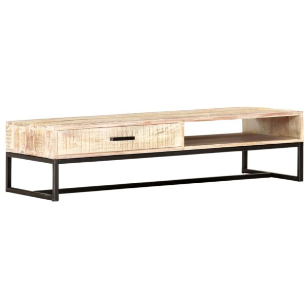 vidaXL Coffee Table White 46.1"x19.7"x11.8" Solid Acacia Wood - Image 9