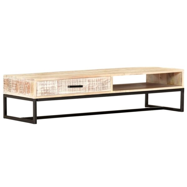 vidaXL Coffee Table White 46.1"x19.7"x11.8" Solid Acacia Wood - Image 10