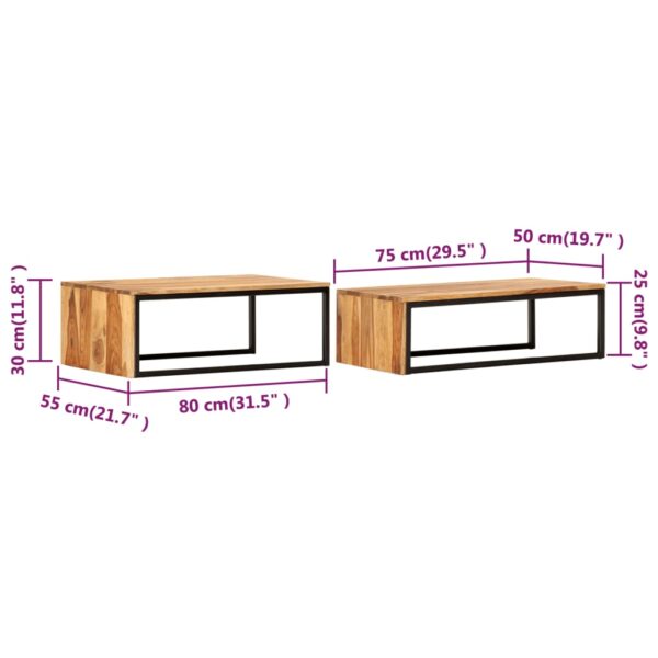 vidaXL Nesting Tables 2 pcs Solid Sheesham Wood - Image 9