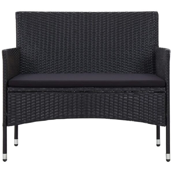 vidaXL 4 Piece Patio Lounge Set with Cushions Poly Rattan Black - Image 3