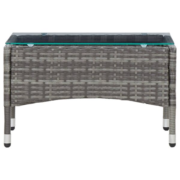 vidaXL Coffee Table Gray 23.6"x15.7"x14.2" Poly Rattan - Image 2