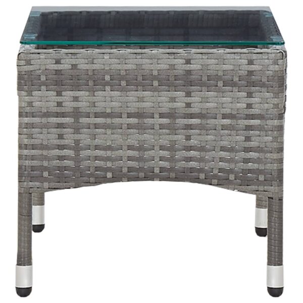 vidaXL Coffee Table Gray 23.6"x15.7"x14.2" Poly Rattan - Image 3