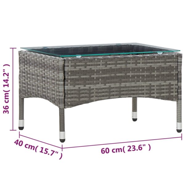 vidaXL Coffee Table Gray 23.6"x15.7"x14.2" Poly Rattan - Image 5