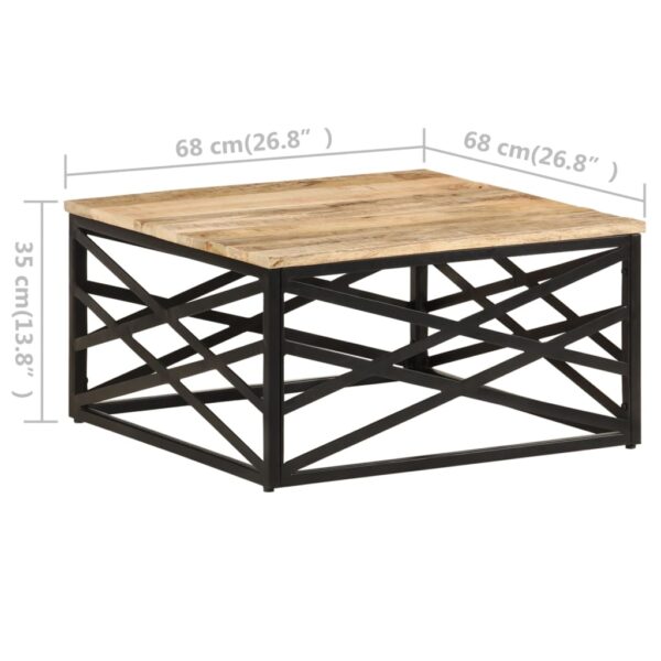 vidaXL Coffee Table 26.8"x26.8"x13.8" Solid Mango Wood - Image 7