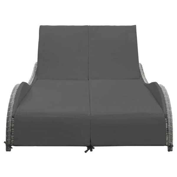 vidaXL Double Sun Lounger with Cushion Poly Rattan Anthracite - Image 2