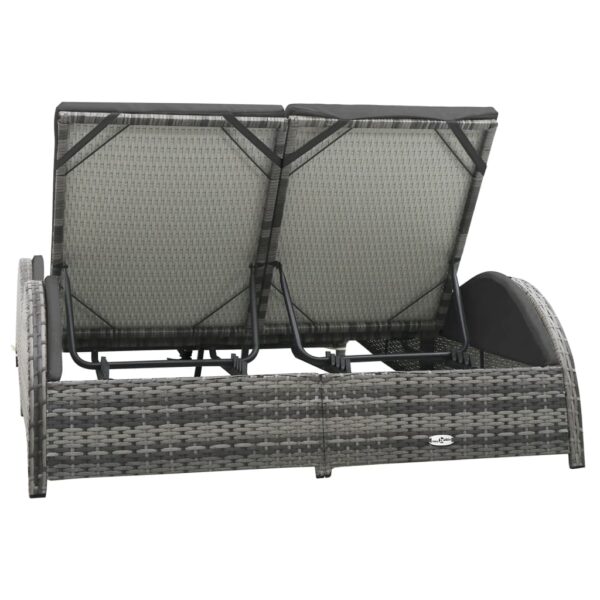 vidaXL Double Sun Lounger with Cushion Poly Rattan Anthracite - Image 3