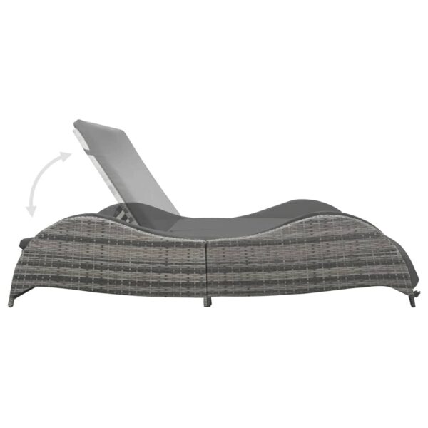 vidaXL Double Sun Lounger with Cushion Poly Rattan Anthracite - Image 4