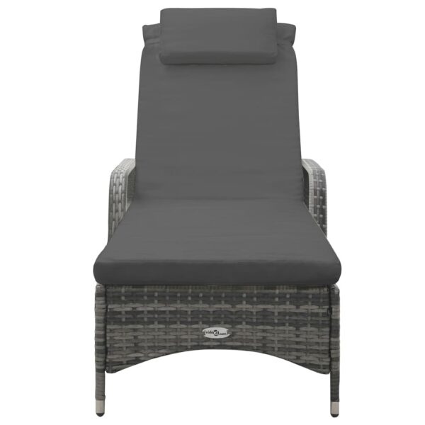 vidaXL Sun Lounger with Wheels Poly Rattan Anthracite - Image 3