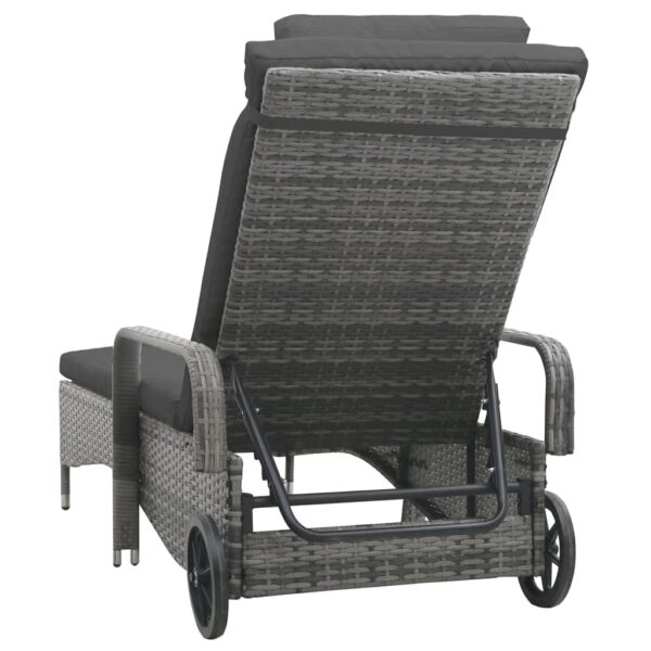 vidaXL Sun Lounger with Wheels Poly Rattan Anthracite - Image 4