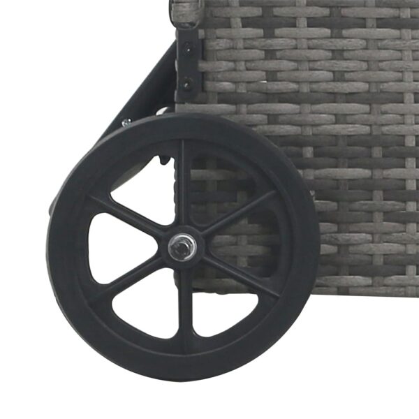 vidaXL Sun Lounger with Wheels Poly Rattan Anthracite - Image 6