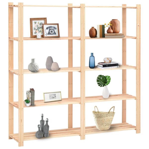 vidaXL 5-Tier Storage Racks 5 pcs 66.9"x15"x66.9" Solid Pinewood 1102.3 lb - Image 2