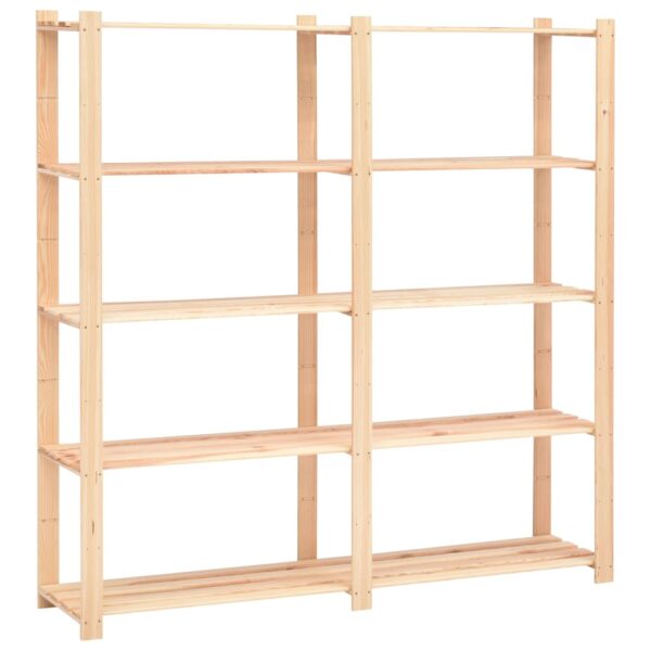 vidaXL 5-Tier Storage Racks 5 pcs 66.9"x15"x66.9" Solid Pinewood 1102.3 lb - Image 3