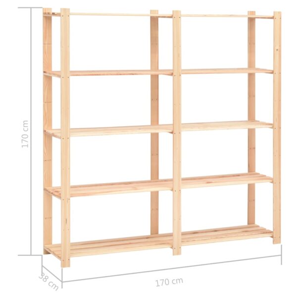 vidaXL 5-Tier Storage Racks 5 pcs 66.9"x15"x66.9" Solid Pinewood 1102.3 lb - Image 8