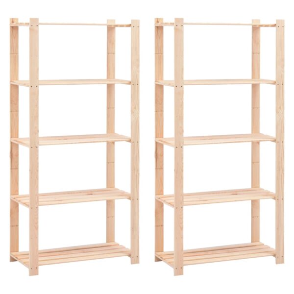 vidaXL 5-Tier Storage Racks 2 pcs 31.5"x15"x66.9" Solid Pinewood 551.2 lb