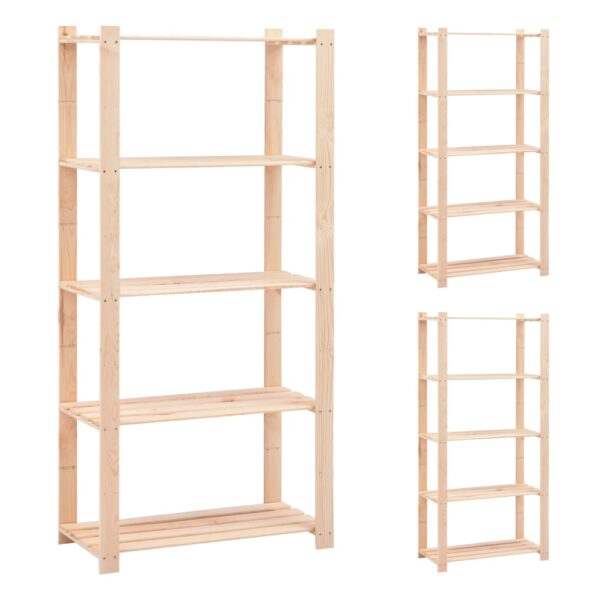 vidaXL 5-Tier Storage Racks 3 pcs 31.5"x15"x66.9" Solid Pinewood 551.2 lb