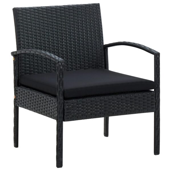 vidaXL Patio Chair with Cushion Poly Rattan Black