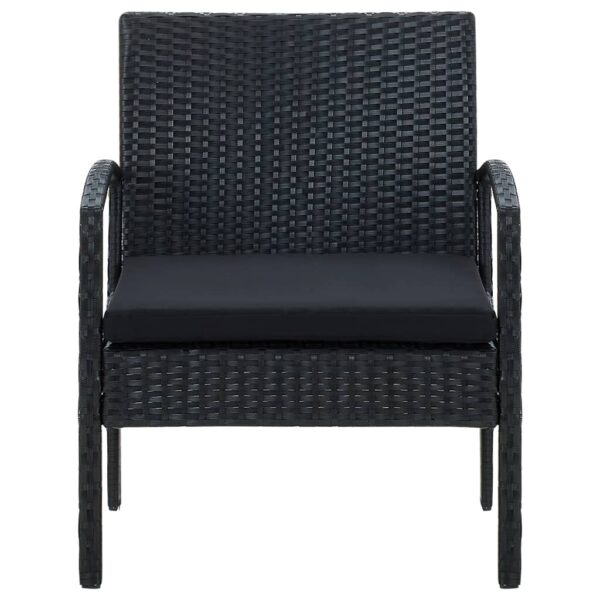 vidaXL Patio Chair with Cushion Poly Rattan Black - Image 3