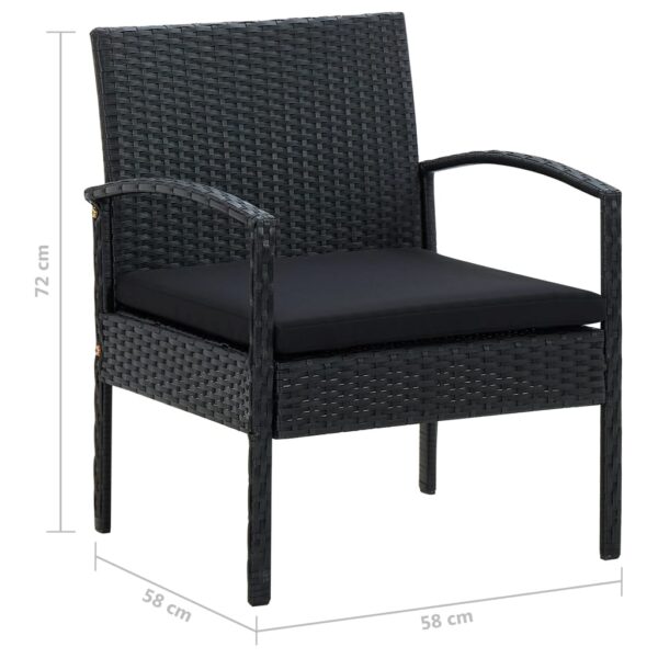 vidaXL Patio Chair with Cushion Poly Rattan Black - Image 7