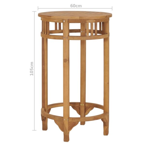 vidaXL Bar Table Ã˜ 23.6" Solid Wood Teak - Image 6