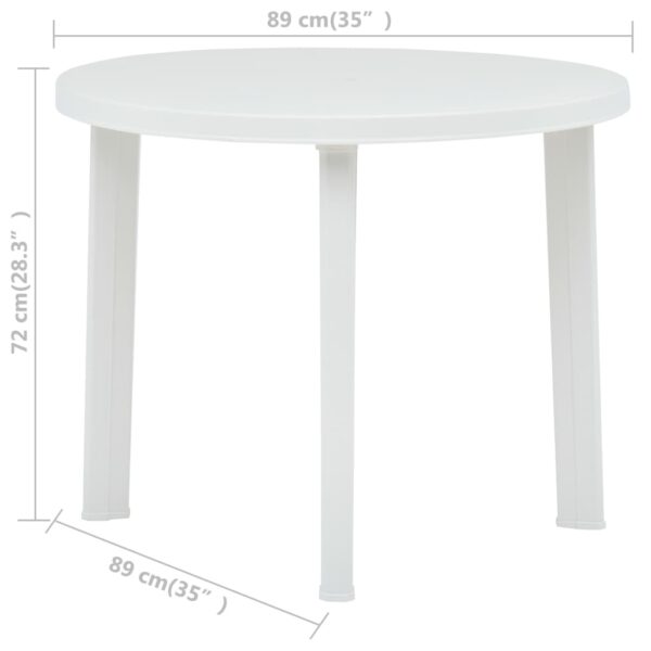 vidaXL Patio Table White 35" Plastic - Image 5