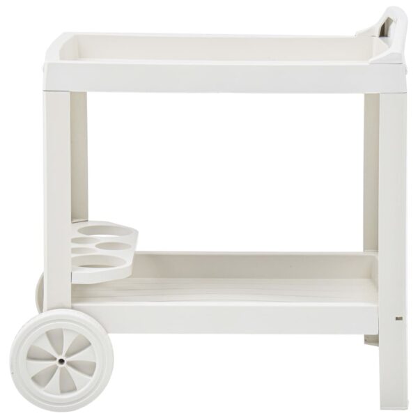 vidaXL Beverage Cart White 27.2"x20.9"x28.3" Plastic - Image 2