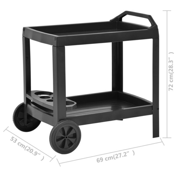 vidaXL Beverage Cart Anthracite 27.2"x20.9"x28.3" Plastic - Image 7