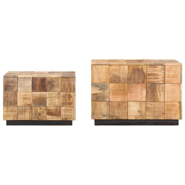 vidaXL Coffee Tables 2 pcs with Block Design Rough Mango Wood - Image 3