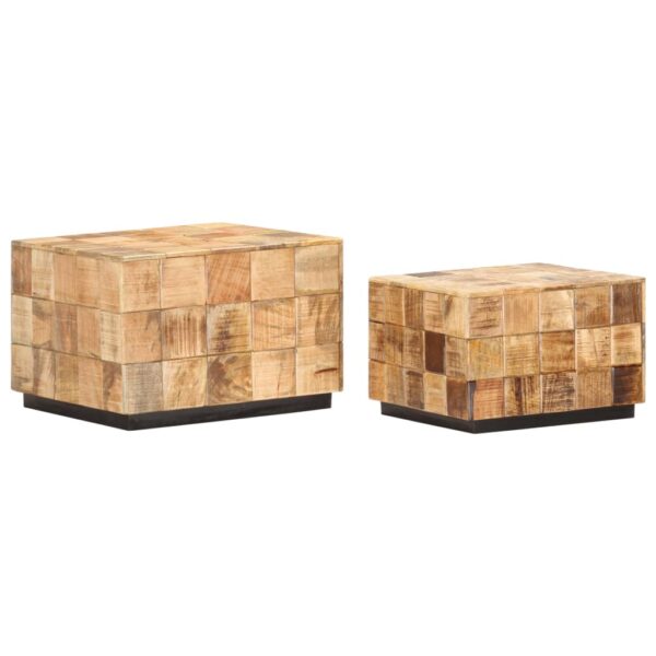 vidaXL Coffee Tables 2 pcs with Block Design Rough Mango Wood - Image 10