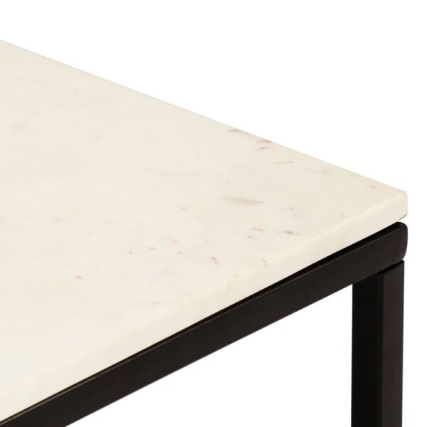 vidaXL Coffee Table White 15.7"x15.7"x13.8" Real Stone with Marble Texture - Image 4