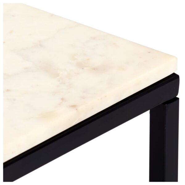 vidaXL Coffee Table White 23.6"x23.6"x13.8" Real Stone with Marble Texture - Image 4