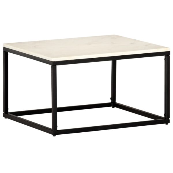 vidaXL Coffee Table White 23.6"x23.6"x13.8" Real Stone with Marble Texture - Image 9