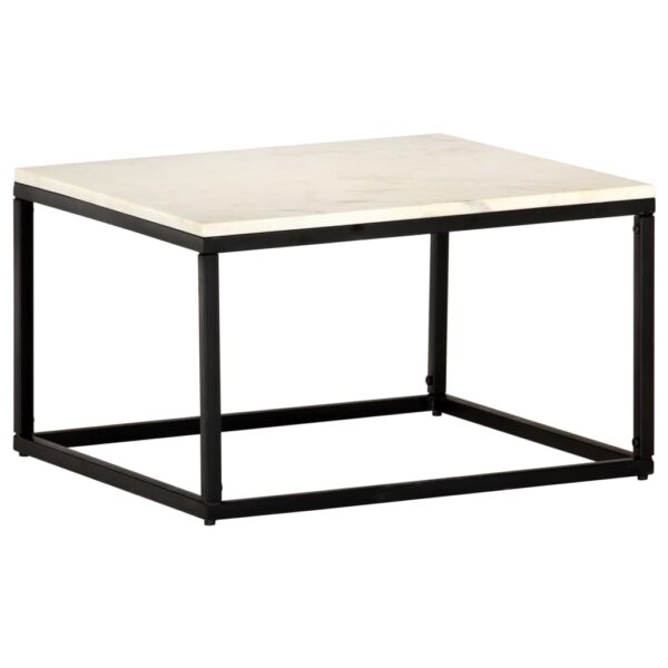 vidaXL Coffee Table White 23.6"x23.6"x13.8" Real Stone with Marble Texture - Image 10