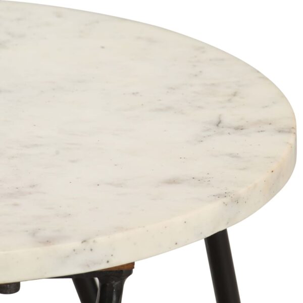 vidaXL Coffee Table White 15.7"x15.7"x15.7" Real Stone with Marble Texture - Image 3