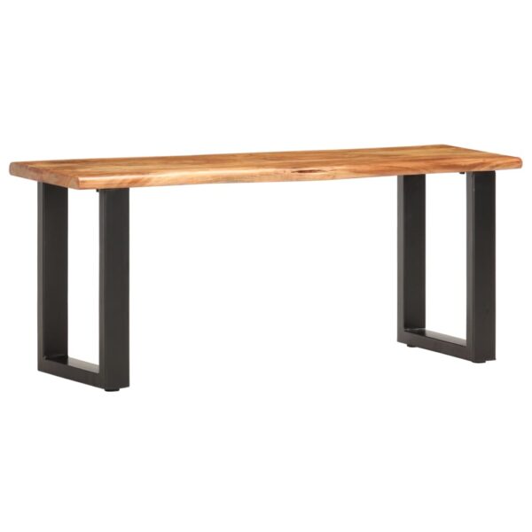 vidaXL Live Edge Bench 43.3" Solid Acacia Wood and Steel - Image 11