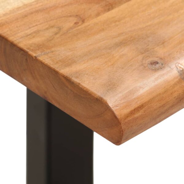 vidaXL Live Edge Bench 43.3" Solid Acacia Wood and Steel - Image 4