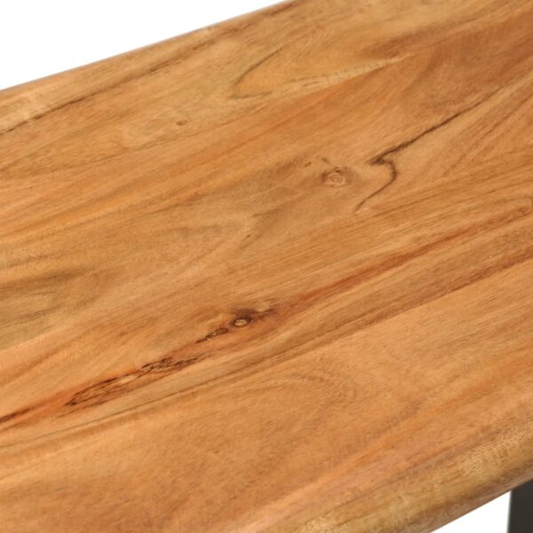 vidaXL Live Edge Bench 43.3" Solid Acacia Wood and Steel - Image 5