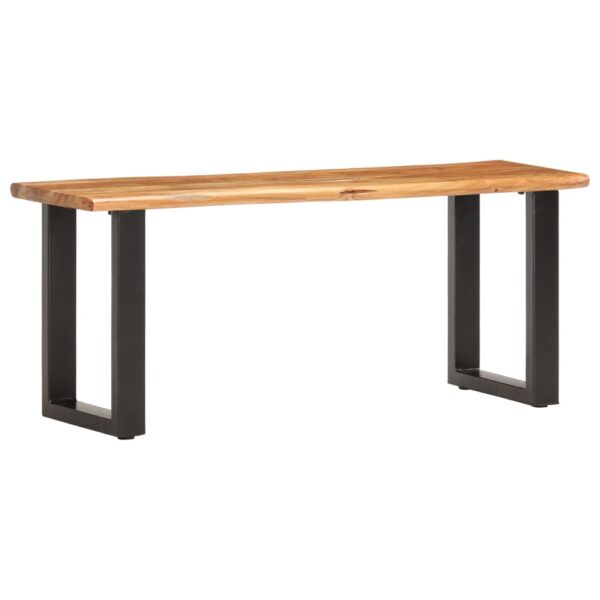 vidaXL Live Edge Bench 43.3" Solid Acacia Wood and Steel - Image 9