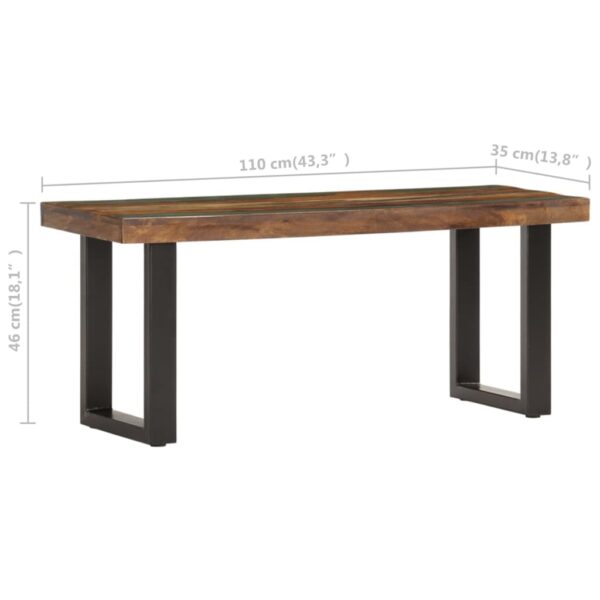 vidaXL Bench 43.3" Solid Reclaimed Wood and Steel - Image 7