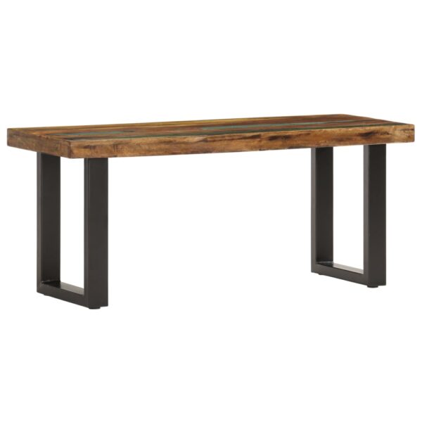 vidaXL Bench 43.3" Solid Reclaimed Wood and Steel - Image 9