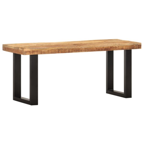 vidaXL Bench 43.3" Solid Rough Mango Wood and Steel - Image 9