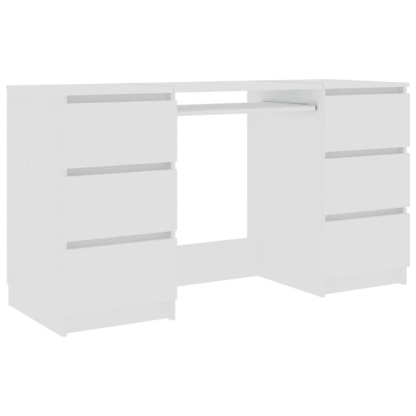 vidaXL Writing Desk White 55.1"x19.7"x30.3" Engineered Wood - Image 2