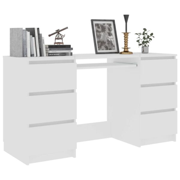 vidaXL Writing Desk White 55.1"x19.7"x30.3" Engineered Wood - Image 3