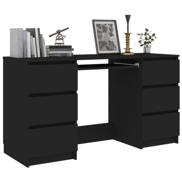 vidaXL Writing Desk Black 55.1"x19.7"x30.3" Engineered Wood - Image 3