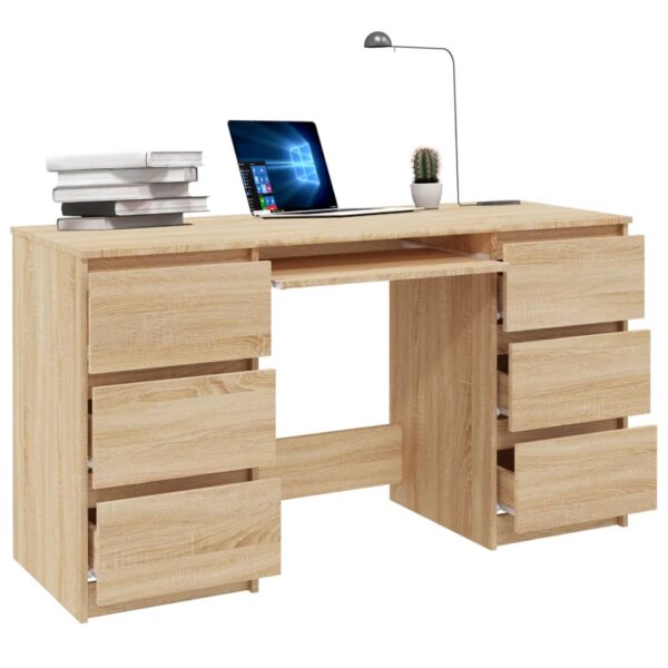 vidaXL Writing Desk Sonoma Oak 55.1"x19.7"x30.3" Engineered Wood - Image 3