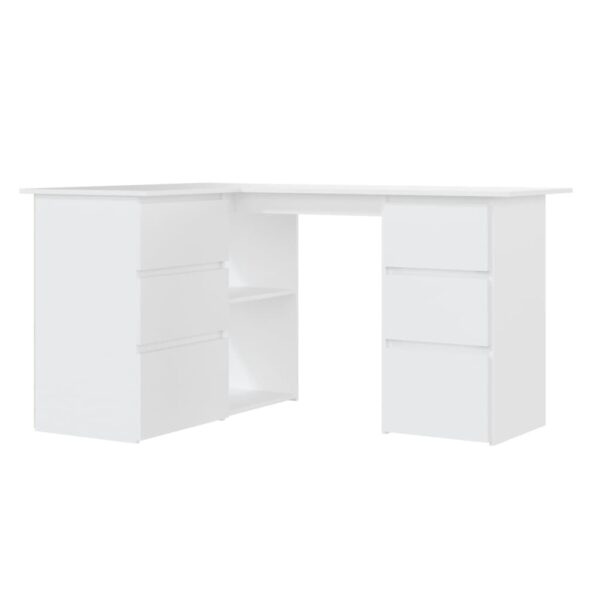 vidaXL Corner Desk White 57.1"x39.4"x29.9" Engineered Wood - Image 2