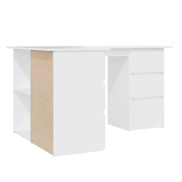 vidaXL Corner Desk White 57.1"x39.4"x29.9" Engineered Wood - Image 6